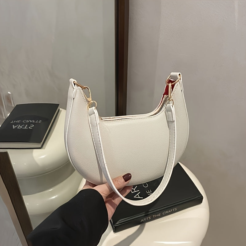 A Women'S Handbag, Featuring a Luxurious Crescent-Shaped Crossbody Bag with a Detachable Adjustable Shoulder Strap, Magnetic Closure, And Golden Hardware - Suitable for Casual Or Formal Occasions (Available in Coffee Brown, W Alpen Store