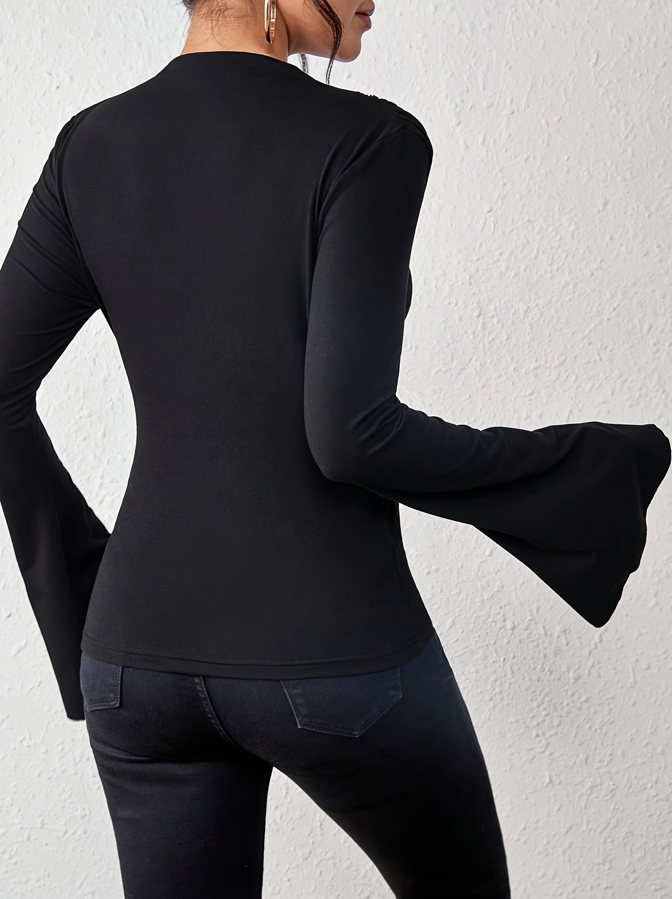 Women'S Elegant Long Sleeve T-Shirt - Slim Fit Tops with Ruched Bust, Non-See-Through Fabric for Everyday & Formal Outfits - Office, Party, Casual Events - Spring/Fall/Summer Transitional Clothing - Easy-Care Women'S Blouse, Alpen Store