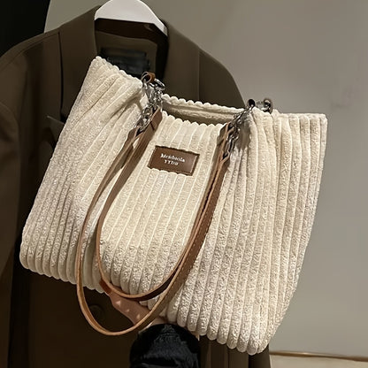 Perfect Lily Women's Elegant Large Capacity Tote Bag - Soft Corduroy-like texture Shoulder Purse with Zipper Closure, Spacious Work Bag for Everyday, Travel, Shopping - Available in Khaki, Beige, Black - Perfect Lily, Travel Alpen Store