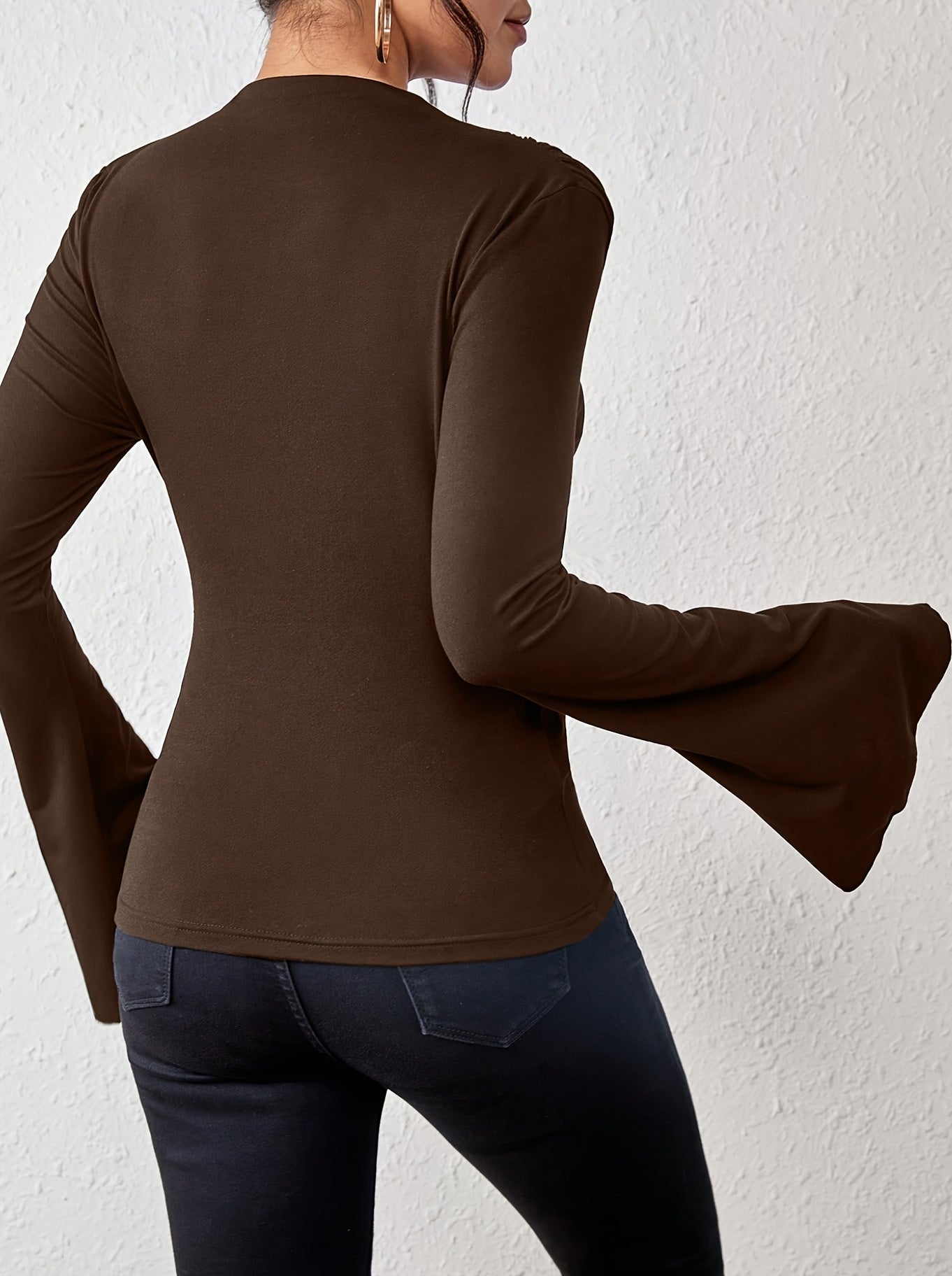 Women'S Elegant Long Sleeve T-Shirt - Slim Fit Tops with Ruched Bust, Non-See-Through Fabric for Everyday & Formal Outfits - Office, Party, Casual Events - Spring/Fall/Summer Transitional Clothing - Easy-Care Women'S Blouse, Alpen Store