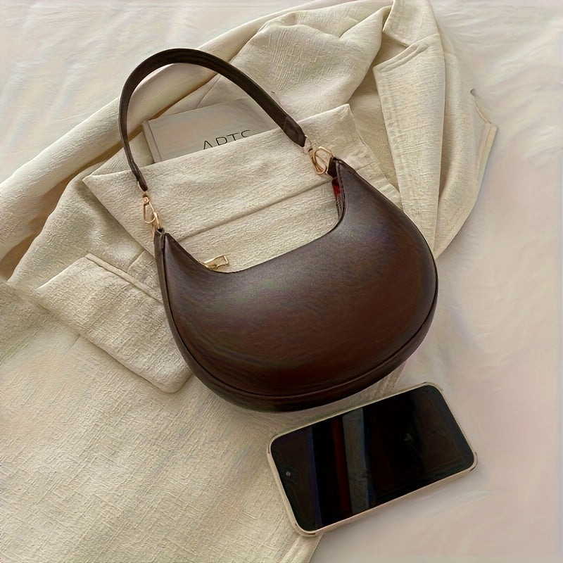 A Women'S Handbag, Featuring a Luxurious Crescent-Shaped Crossbody Bag with a Detachable Adjustable Shoulder Strap, Magnetic Closure, And Golden Hardware - Suitable for Casual Or Formal Occasions (Available in Coffee Brown, W Alpen Store