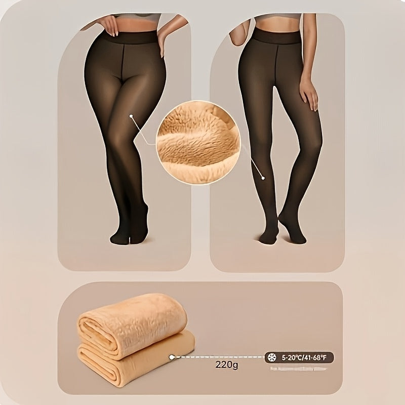 [4 Sizes Available] Women's Fleece-Lined Footed Tights, Winter Warmth and Comfortable Design with Sheer Illusion Effect for Outdoor Activities & Daily Styling Alpen Store