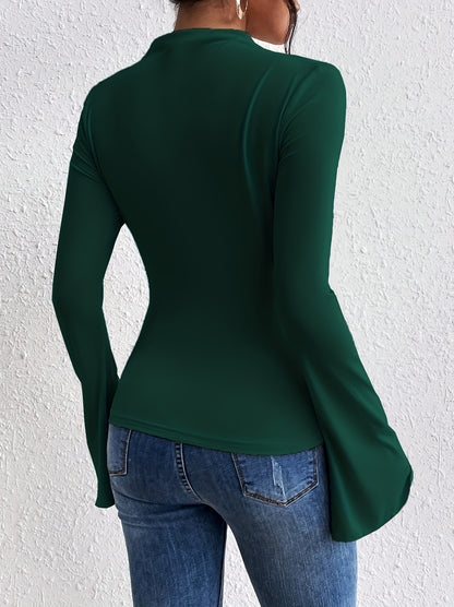 Women'S Elegant Long Sleeve T-Shirt - Slim Fit Tops with Ruched Bust, Non-See-Through Fabric for Everyday & Formal Outfits - Office, Party, Casual Events - Spring/Fall/Summer Transitional Clothing - Easy-Care Women'S Blouse, Alpen Store