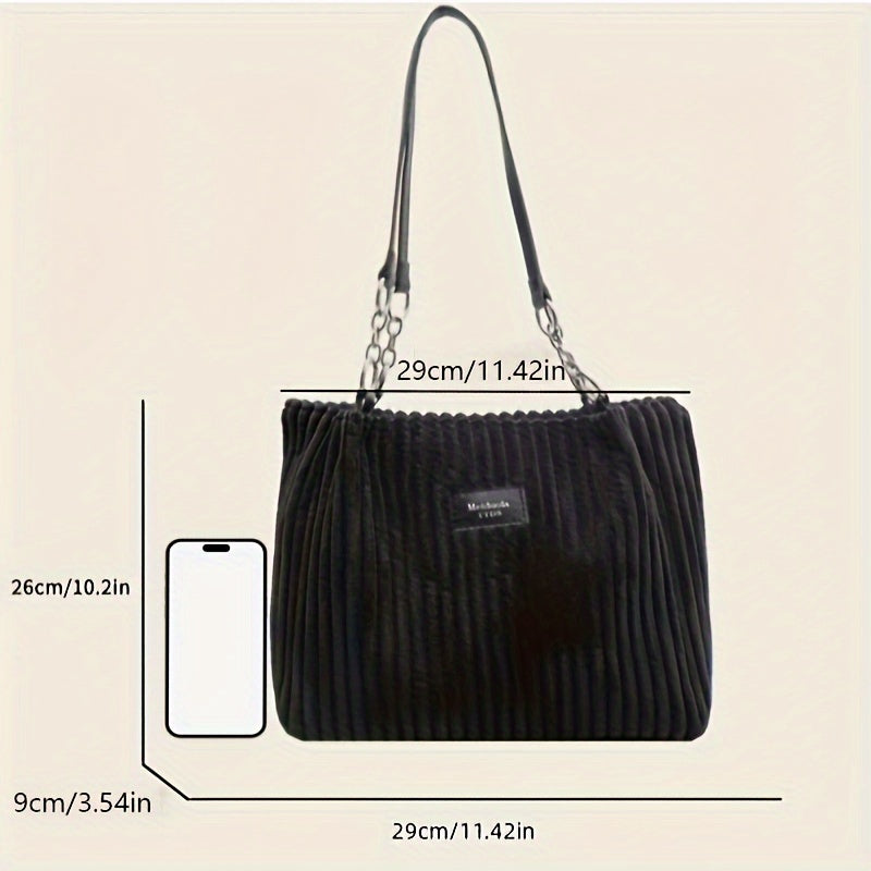 Perfect Lily Women's Elegant Large Capacity Tote Bag - Soft Corduroy-like texture Shoulder Purse with Zipper Closure, Spacious Work Bag for Everyday, Travel, Shopping - Available in Khaki, Beige, Black - Perfect Lily, Travel Alpen Store