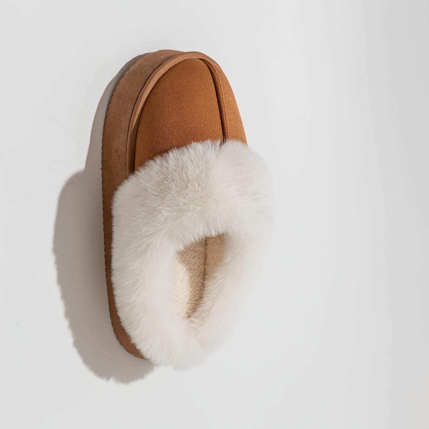 Women's Comfortable Faux Fur Lined Winter Boots - Chunky sole design, slip-on style, warm brown ankle boots with plush Faux Fur trim. Comfortable winter boots for cold weather wear, perfect gift. Halloween/Christmas gift. Alpen Store