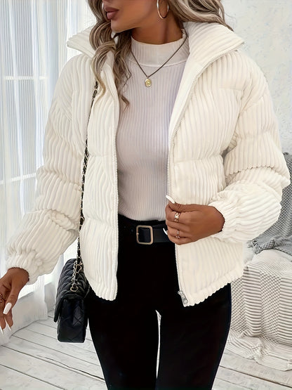 Women's White Jacket Winter Warm Short Short-Length Coat - Short-Waisted Collar & White -Like-Look (No) Trim, Hand Washable Outerwear for Casual &, Versatile Outer Layer for Dresses/Skirts Alpen Store