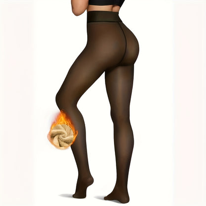 [4 Sizes Available] Women's Fleece-Lined Footed Tights, Winter Warmth and Comfortable Design with Sheer Illusion Effect for Outdoor Activities & Daily Styling Alpen Store