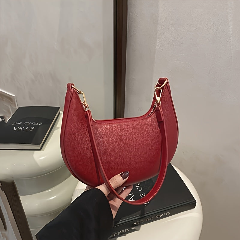 A Women'S Handbag, Featuring a Luxurious Crescent-Shaped Crossbody Bag with a Detachable Adjustable Shoulder Strap, Magnetic Closure, And Golden Hardware - Suitable for Casual Or Formal Occasions (Available in Coffee Brown, W Alpen Store