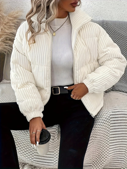 Women's White Jacket Winter Warm Short Short-Length Coat - Short-Waisted Collar & White -Like-Look (No) Trim, Hand Washable Outerwear for Casual &, Versatile Outer Layer for Dresses/Skirts Alpen Store