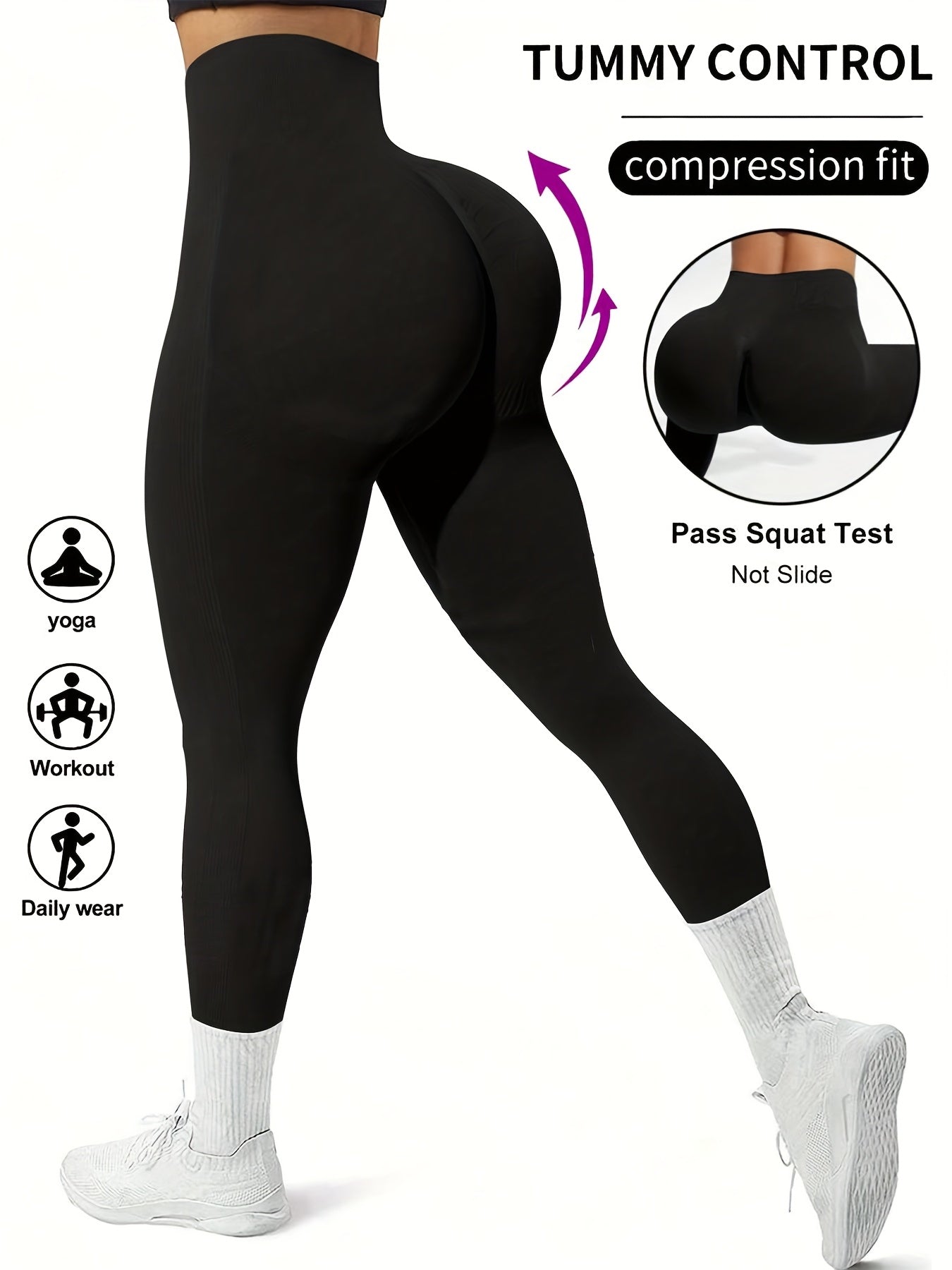 Women's High-Waisted Seamless Yoga Leggings - Stretchy Breathable Belly-Tucking 7/8 Length Workout Pants with Elastic Waistband for Running, Cycling, Gym | All-Season Fitness Sportswear, Workout Leggings, Running Attire, Tren Alpen Store