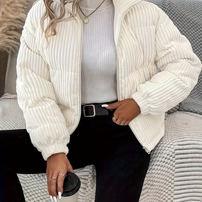 Women's White Jacket Winter Warm Short Short-Length Coat - Short-Waisted Collar & White -Like-Look (No) Trim, Hand Washable Outerwear for Casual &, Versatile Outer Layer for Dresses/Skirts Alpen Store