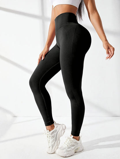 Women's High-Waisted Seamless Yoga Leggings - Stretchy Breathable Belly-Tucking 7/8 Length Workout Pants with Elastic Waistband for Running, Cycling, Gym | All-Season Fitness Sportswear, Workout Leggings, Running Attire, Tren Alpen Store