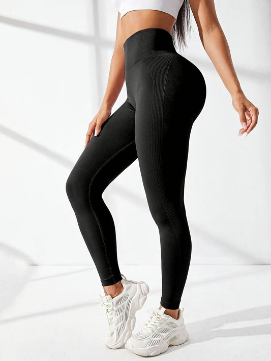 Women's High-Waisted Seamless Yoga Leggings - Stretchy Breathable Belly-Tucking 7/8 Length Workout Pants with Elastic Waistband for Running, Cycling, Gym | All-Season Fitness Sportswear, Workout Leggings, Running Attire, Tren Alpen Store