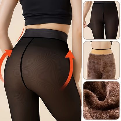 [4 Sizes Available] Women's Fleece-Lined Footed Tights, Winter Warmth and Comfortable Design with Sheer Illusion Effect for Outdoor Activities & Daily Styling Alpen Store