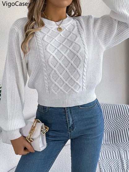 Lanterne d'hiver Pull à manches longues en tricot pour femmes Alpen Store