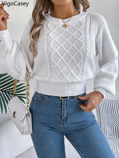 Lanterne d'hiver Pull à manches longues en tricot pour femmes Alpen Store