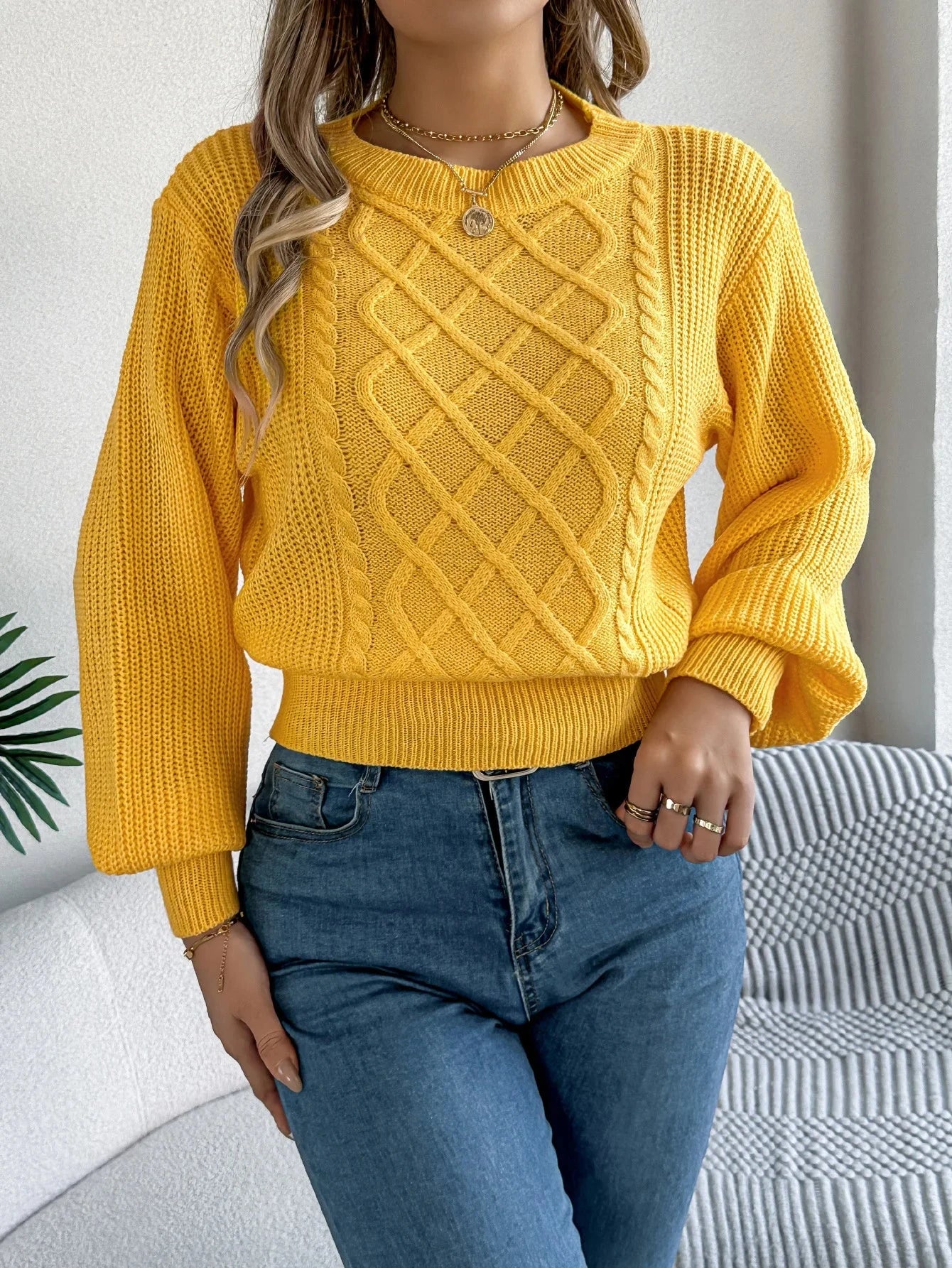 Lanterne d'hiver Pull à manches longues en tricot pour femmes Alpen Store