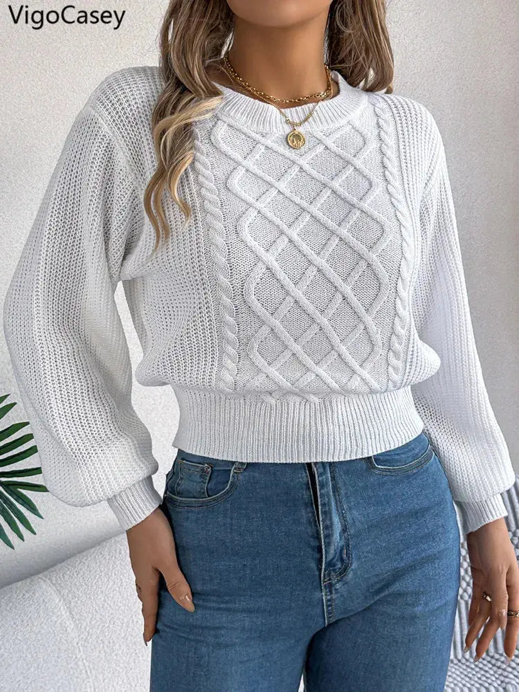 Lanterne d'hiver Pull à manches longues en tricot pour femmes Alpen Store