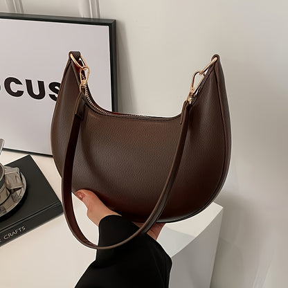 A Women'S Handbag, Featuring a Luxurious Crescent-Shaped Crossbody Bag with a Detachable Adjustable Shoulder Strap, Magnetic Closure, And Golden Hardware - Suitable for Casual Or Formal Occasions (Available in Coffee Brown, W Alpen Store