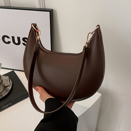 A Women'S Handbag, Featuring a Luxurious Crescent-Shaped Crossbody Bag with a Detachable Adjustable Shoulder Strap, Magnetic Closure, And Golden Hardware - Suitable for Casual Or Formal Occasions (Available in Coffee Brown, W Alpen Store