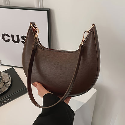 A Women'S Handbag, Featuring a Luxurious Crescent-Shaped Crossbody Bag with a Detachable Adjustable Shoulder Strap, Magnetic Closure, And Golden Hardware - Suitable for Casual Or Formal Occasions (Available in Coffee Brown, W Alpen Store