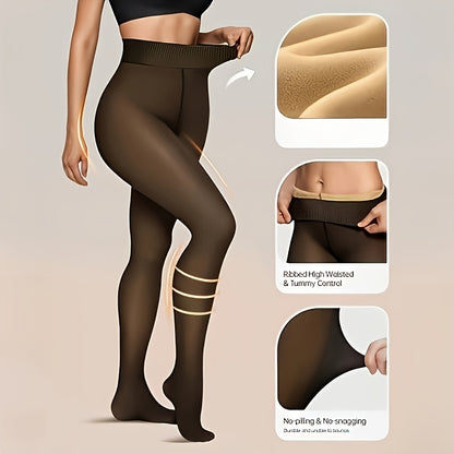 [4 Sizes Available] Women's Fleece-Lined Footed Tights, Winter Warmth and Comfortable Design with Sheer Illusion Effect for Outdoor Activities & Daily Styling Alpen Store