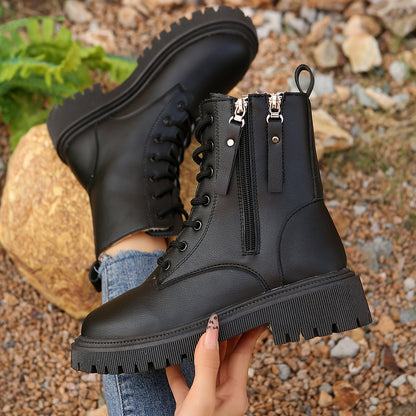 Fashionable Women'S Casual Ankle Boots, Comfortable Winter Fleece-Lined Warm Shoes, Trendy Solid Color Outerwear Footwear, Boots for All Seasons Suitable for 135 Alpen Store