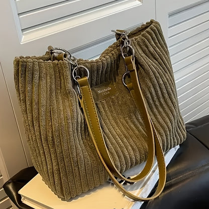 Perfect Lily Women's Elegant Large Capacity Tote Bag - Soft Corduroy-like texture Shoulder Purse with Zipper Closure, Spacious Work Bag for Everyday, Travel, Shopping - Available in Khaki, Beige, Black - Perfect Lily, Travel Alpen Store